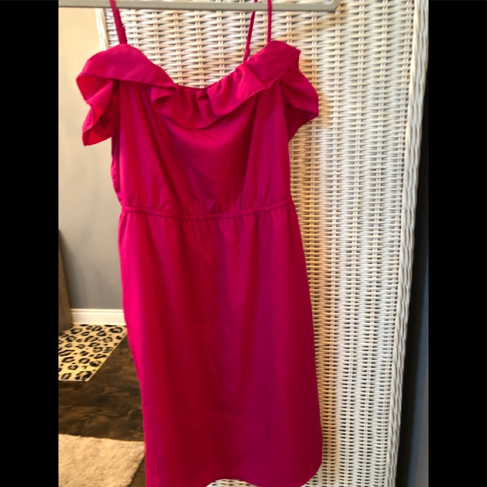 Bright pink silk sun dress